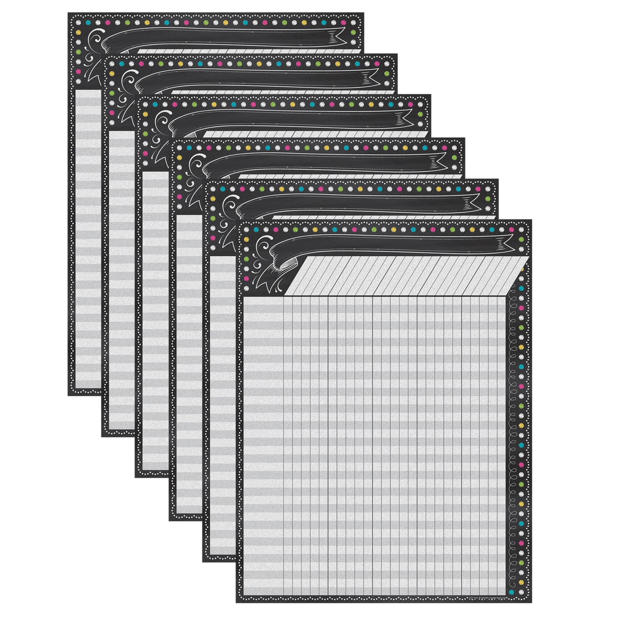 Teacher Created Resources Chalkboard Brights Incentive Chart, 6 Pack